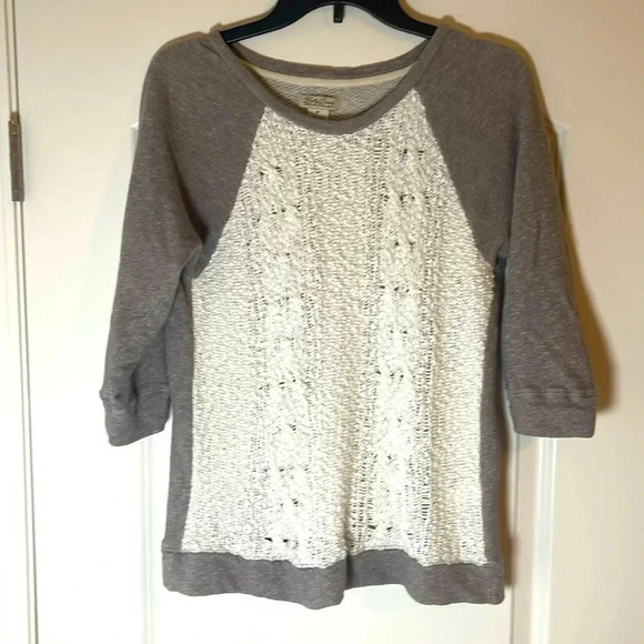 Lucky Brand Sweaters - Lucky Brand Ivory Cable Knit 3/4 Sleeve Pullover Sweater - Size M